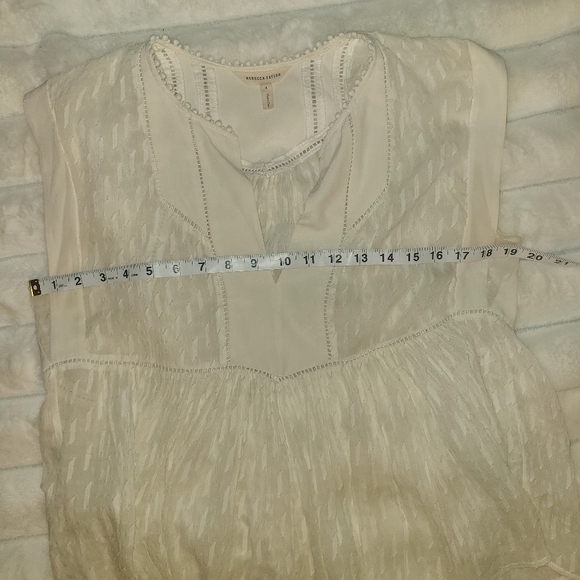 Rebecca Taylor Cream Pleated Ruffled Blouse - Picture 6 of 9